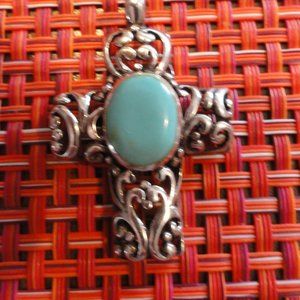 Sterling Silver Filigree Turquoise Pendant